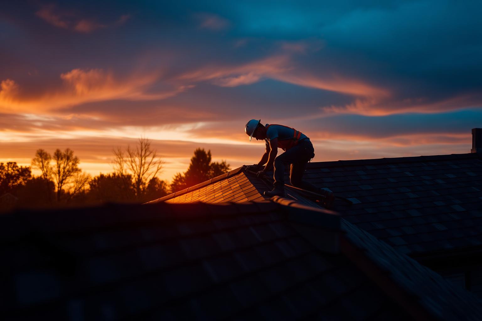 Roofer at work