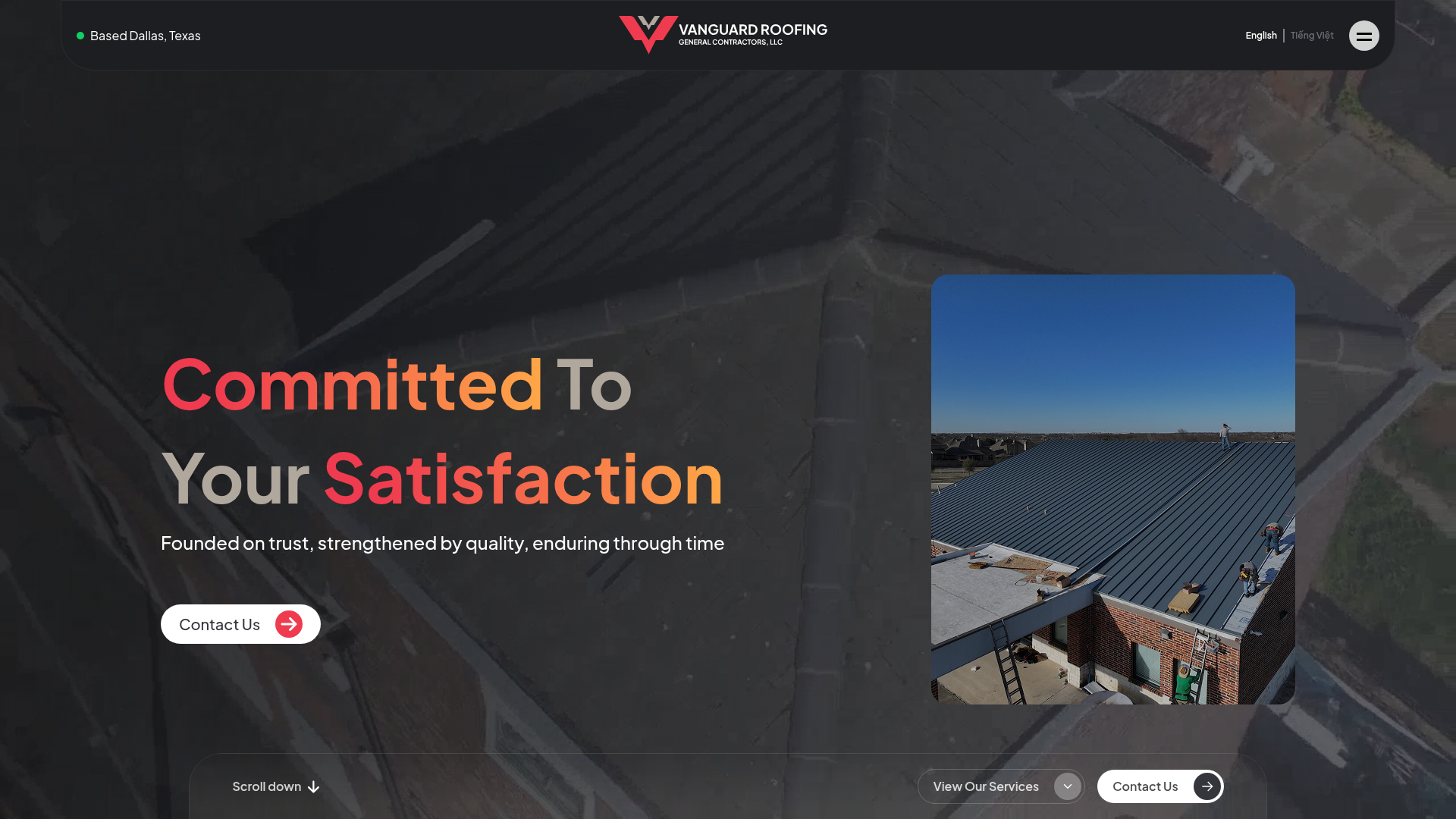 Vanguard Roofing — TX website preview